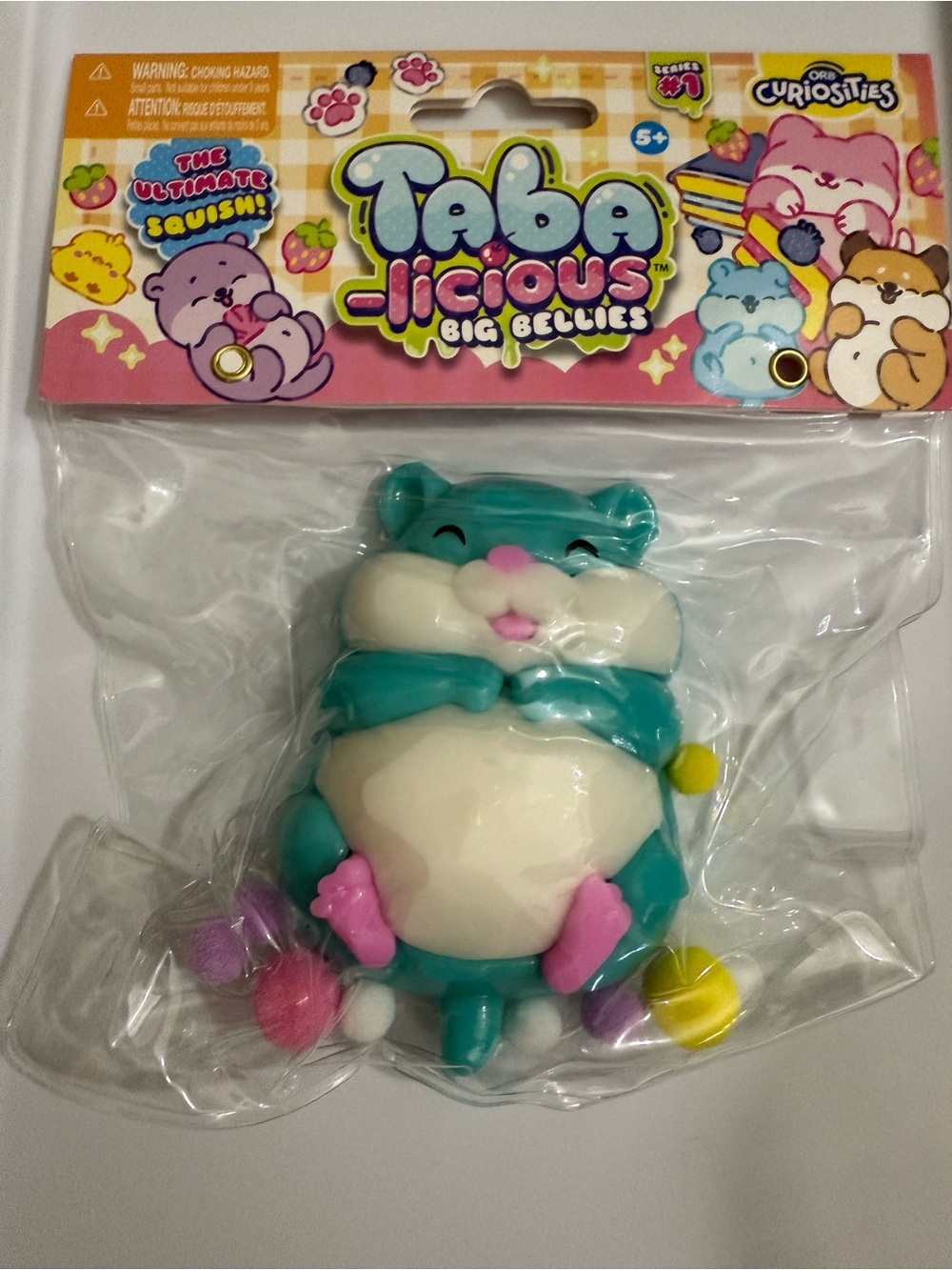 Taba-licious Teal & White Squishy Hamster Kids Learning Toy